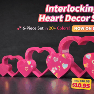 Interlocking Heart Decor Set – Modern 3D Printed Love Accents (6-Piece Set)